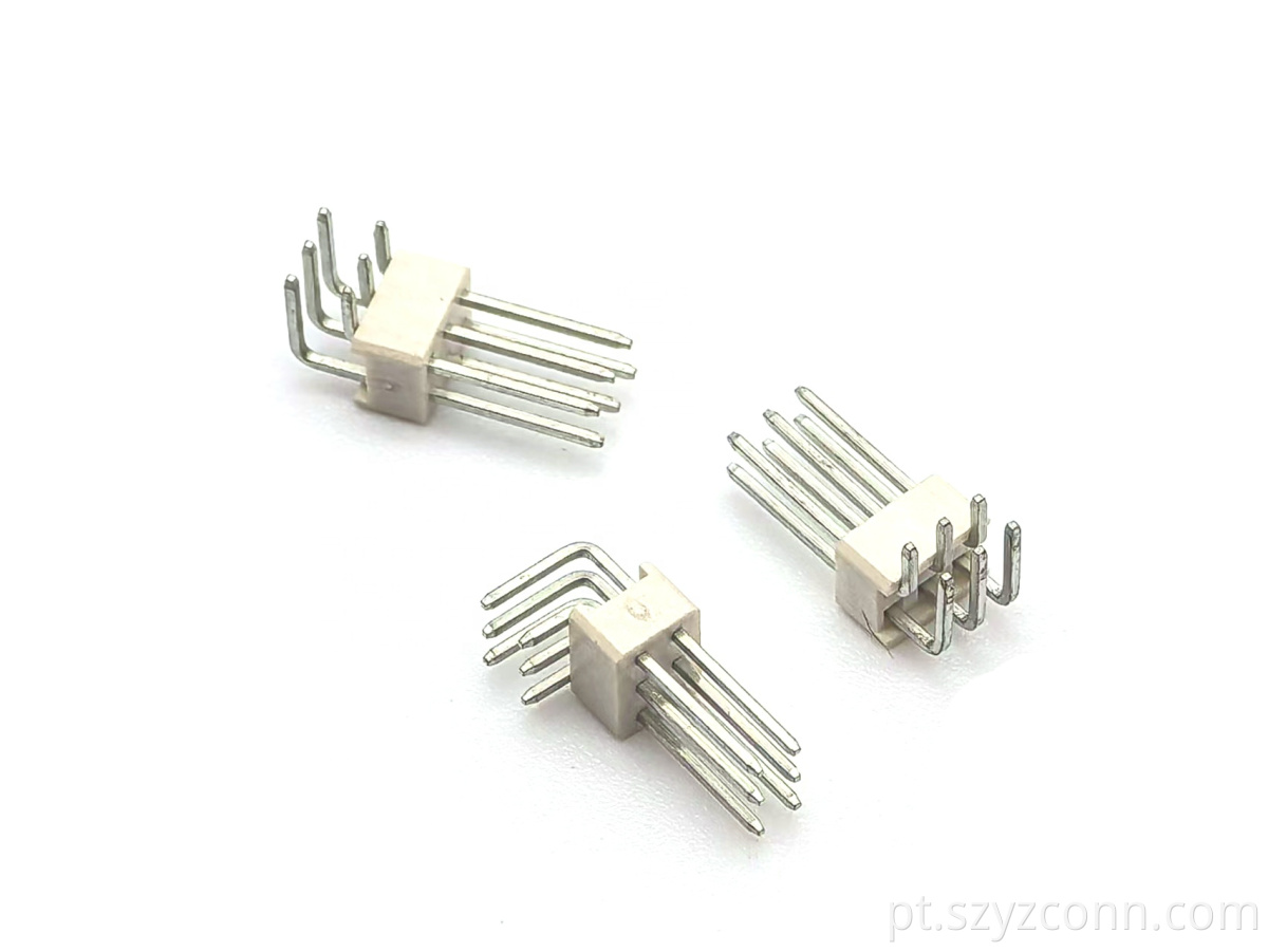 Conector de cabeçalho de pino de passo de 1,5 mm Ângulo direito de fileira dupla SQ0,4mm H2,5mm 2*3P 1.5mm Pitch Pin header Connector Dual Row Right Angle SQ0.4mm H2.5mm 2*3P